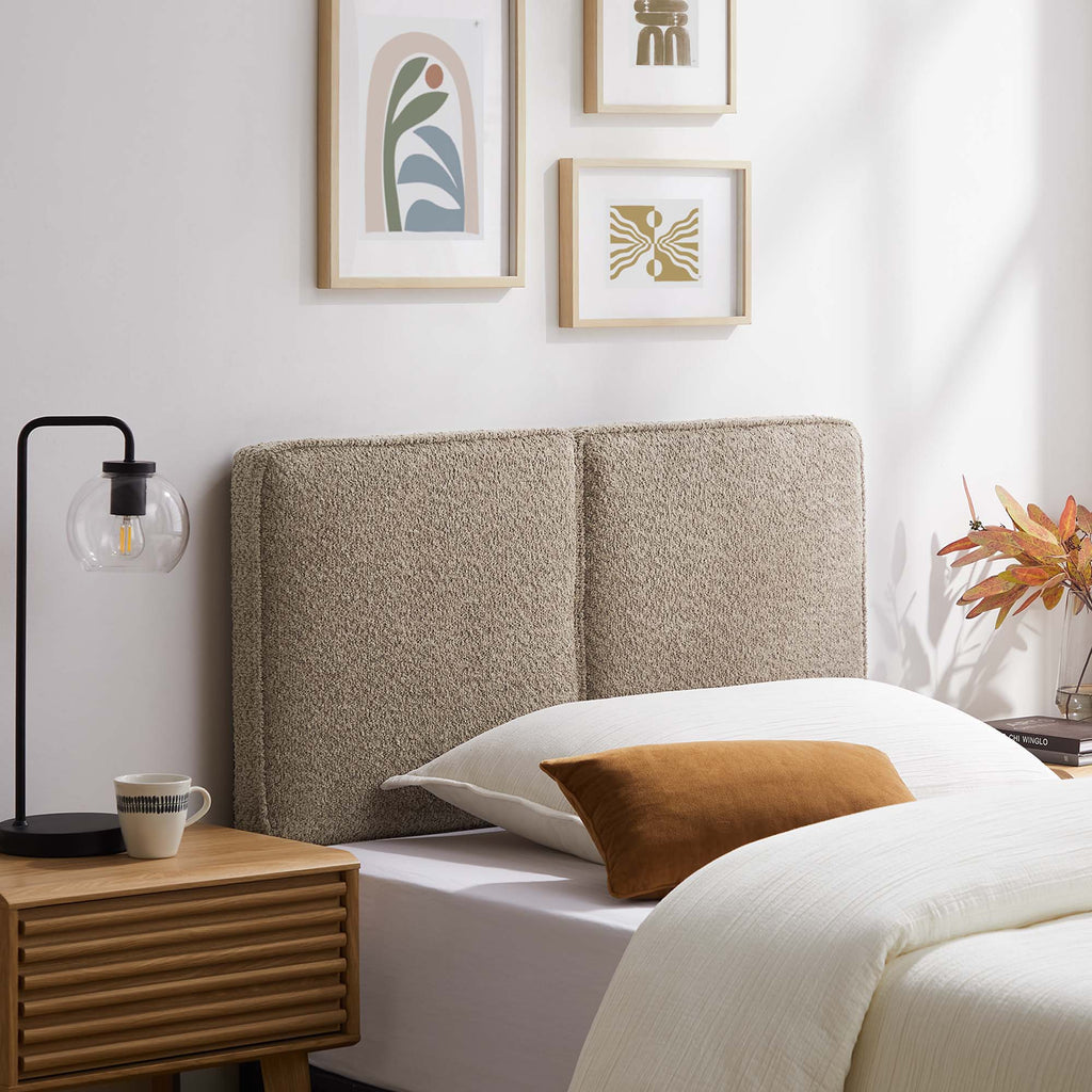 Lindee Boucle Fabric Twin Headboard - Oatmeal