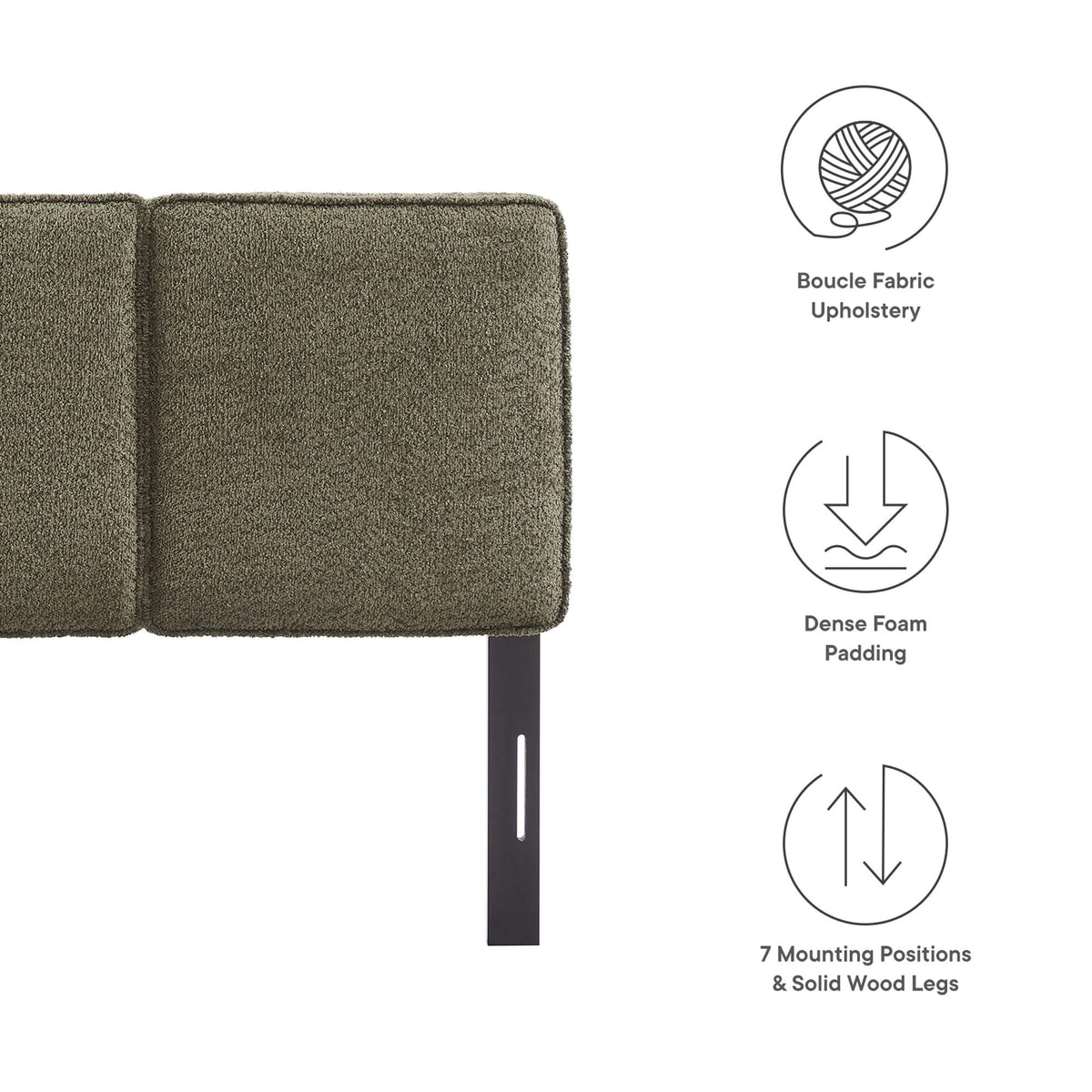 Lindee Boucle Fabric Twin Headboard - Sage