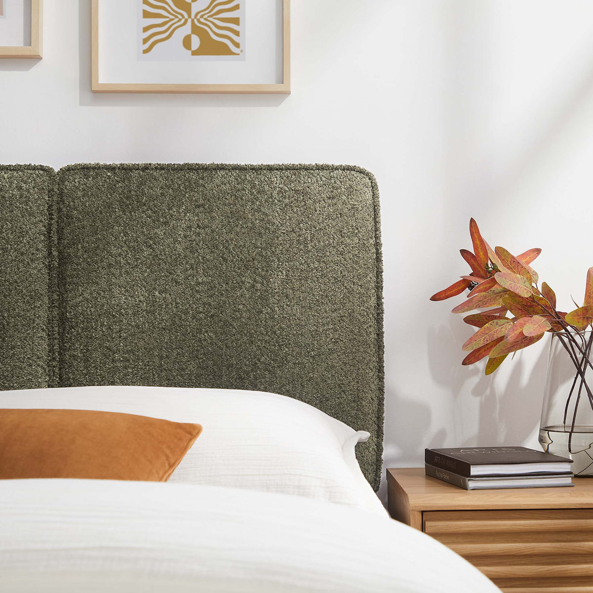 Lindee Boucle Fabric Twin Headboard - Sage