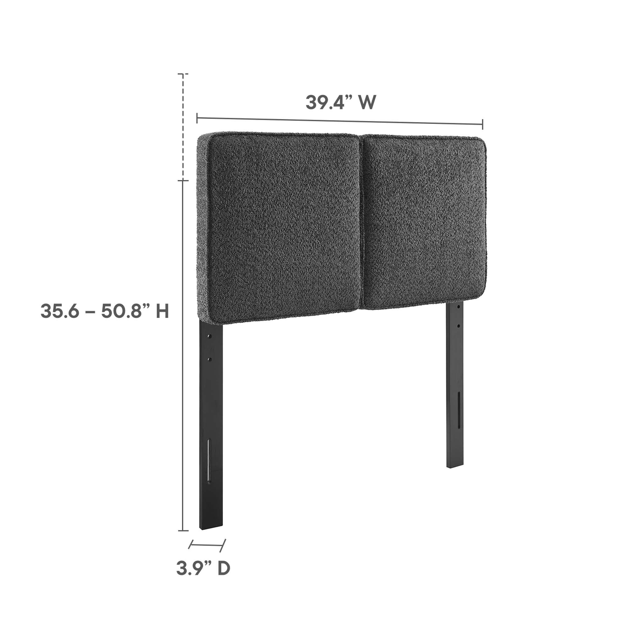 Lindee Boucle Fabric Twin Headboard - Slate