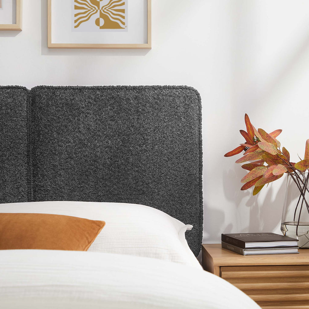Lindee Boucle Fabric Twin Headboard - Slate