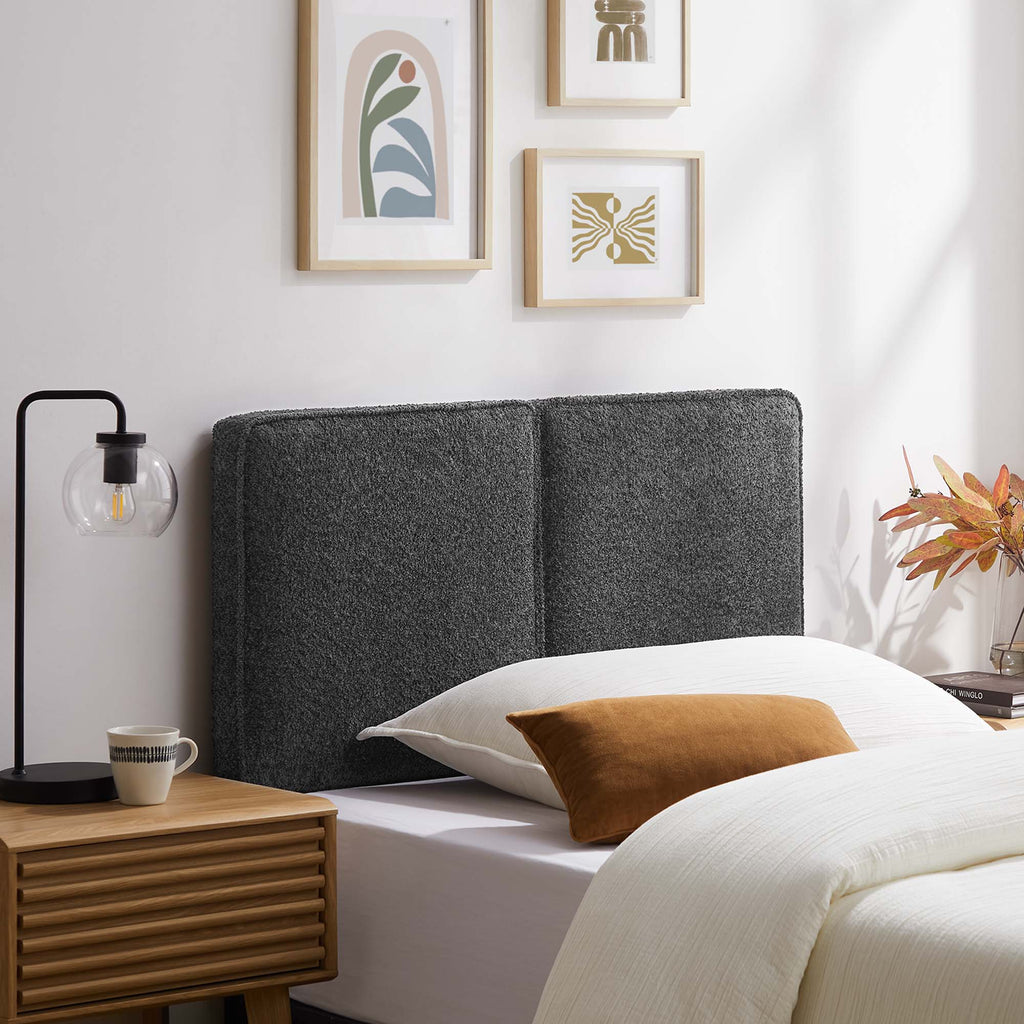 Lindee Boucle Fabric Twin Headboard - Slate