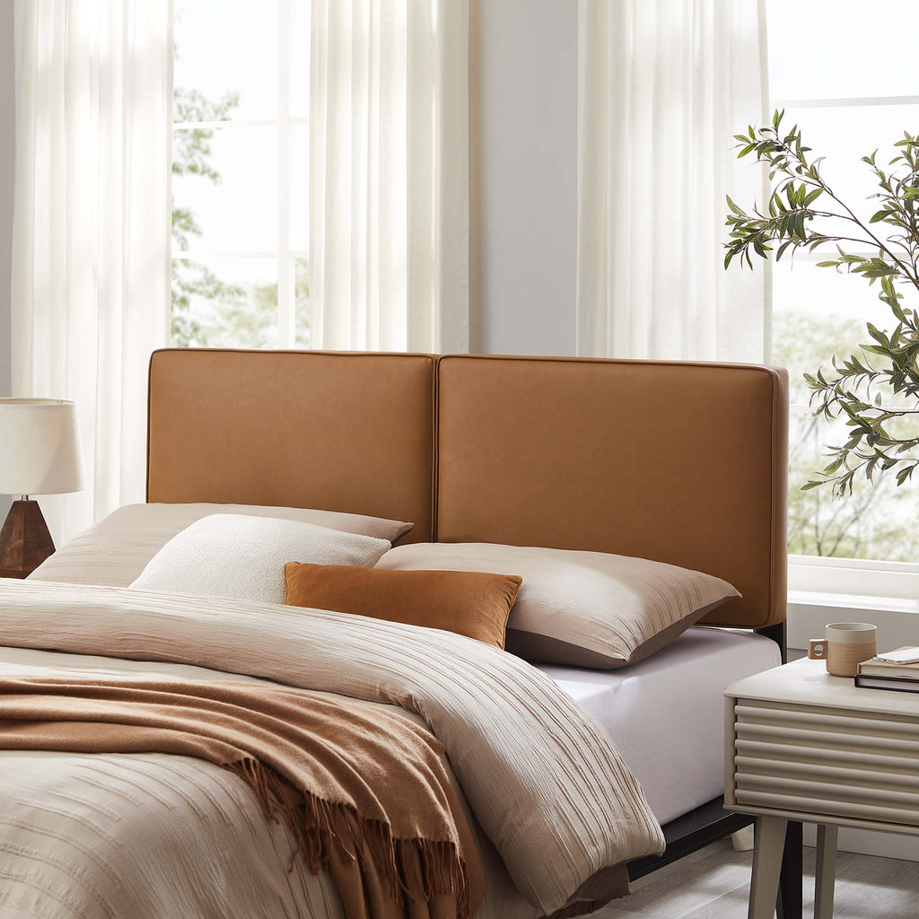Lindee Vegan Leather Full Headboard - Tan