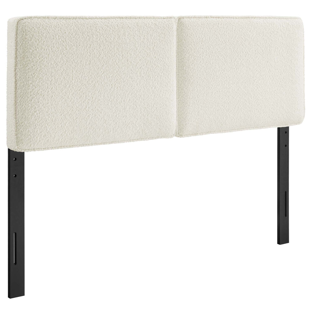 Lindee Boucle Fabric Full Headboard - Cream