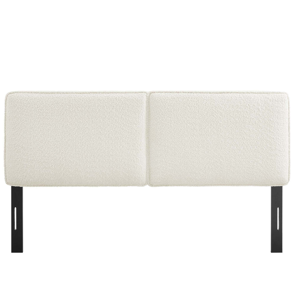 Lindee Boucle Fabric Full Headboard - Cream