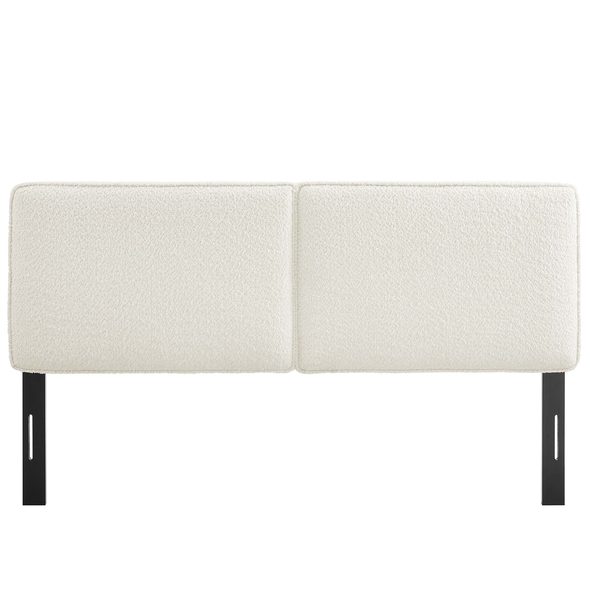 Lindee Boucle Fabric Full Headboard - Cream