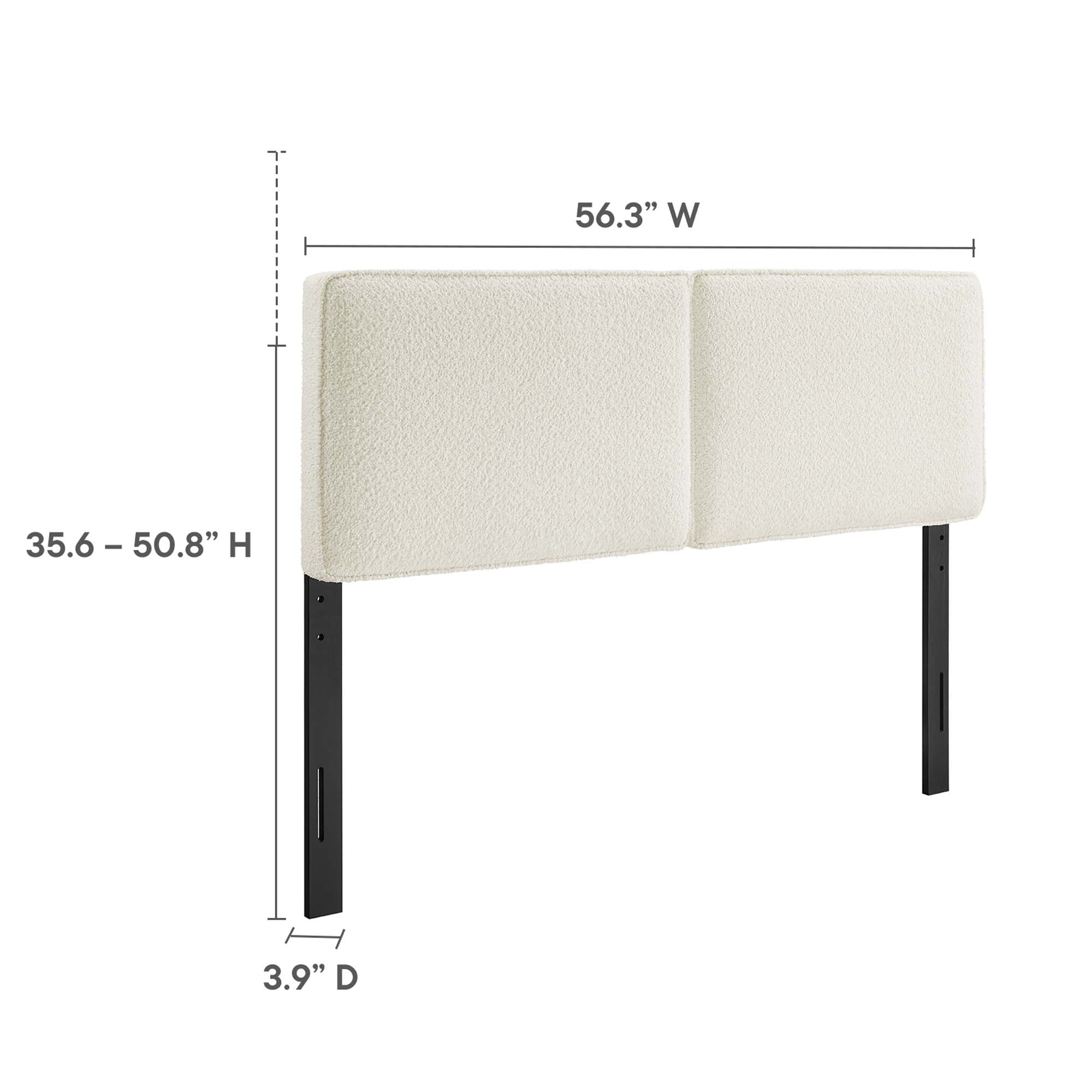 Lindee Boucle Fabric Full Headboard - Cream