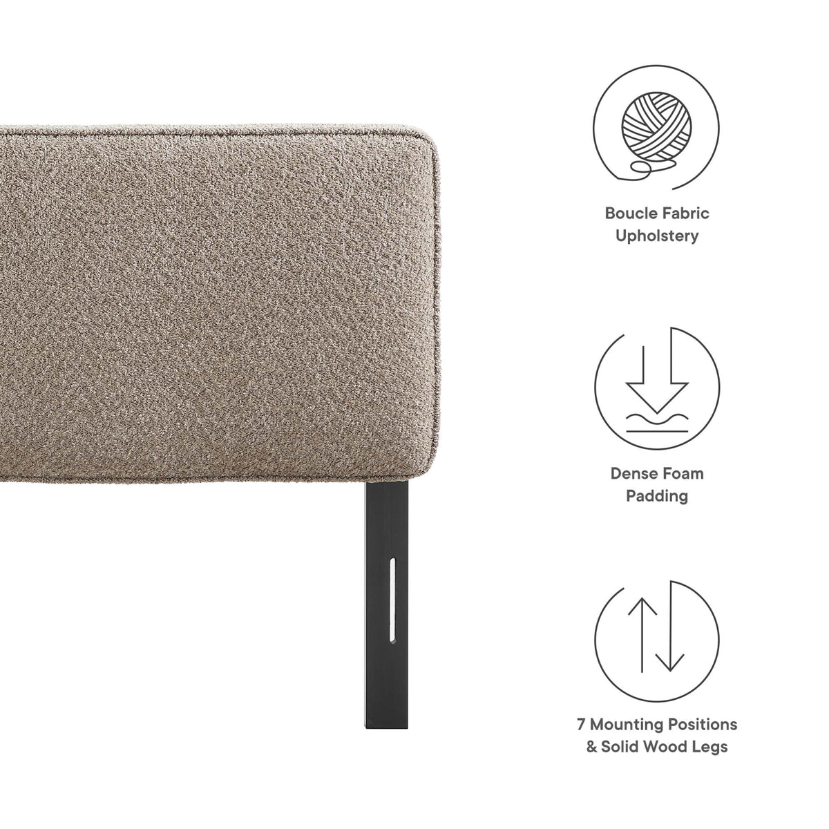 Lindee Boucle Fabric Full Headboard - Oatmeal