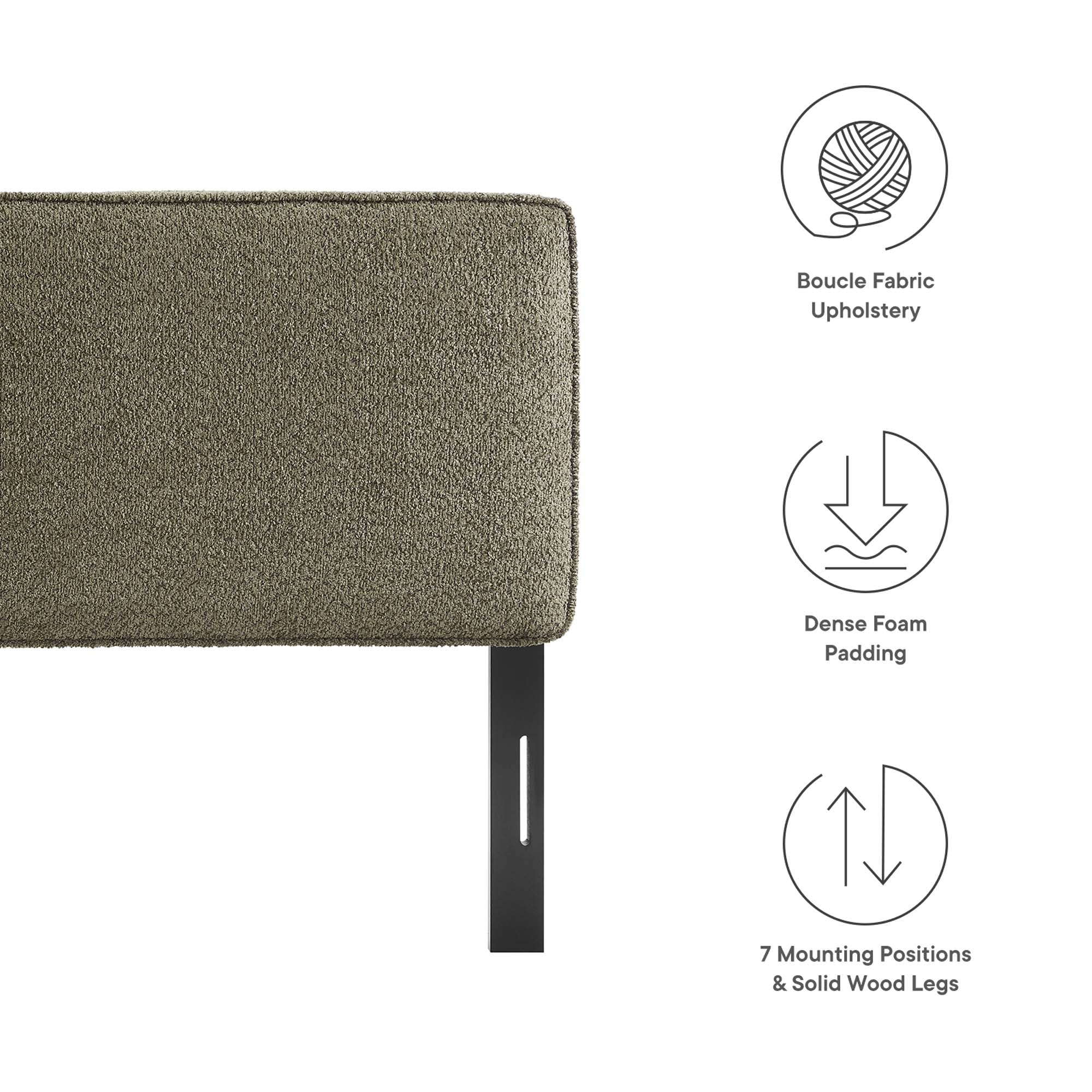 Lindee Boucle Fabric Full Headboard - Sage