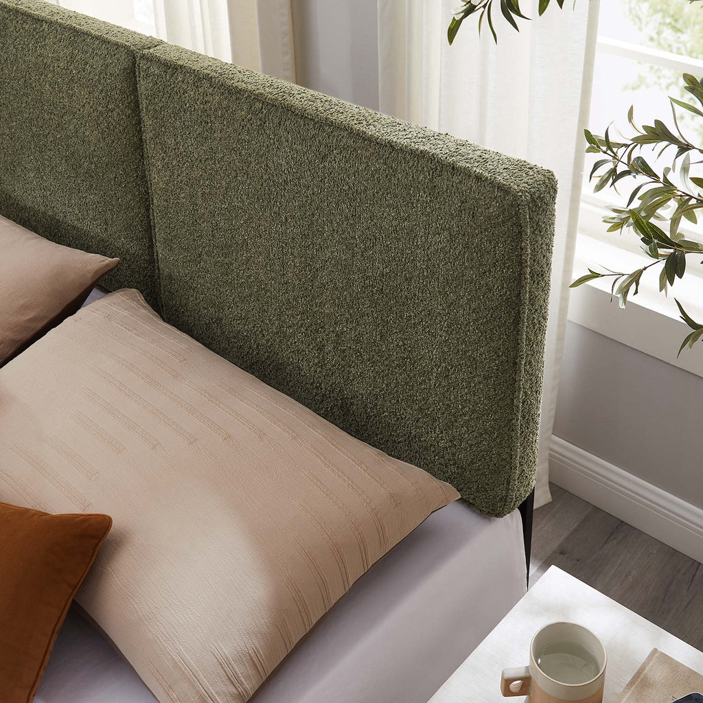 Lindee Boucle Fabric Full Headboard - Sage