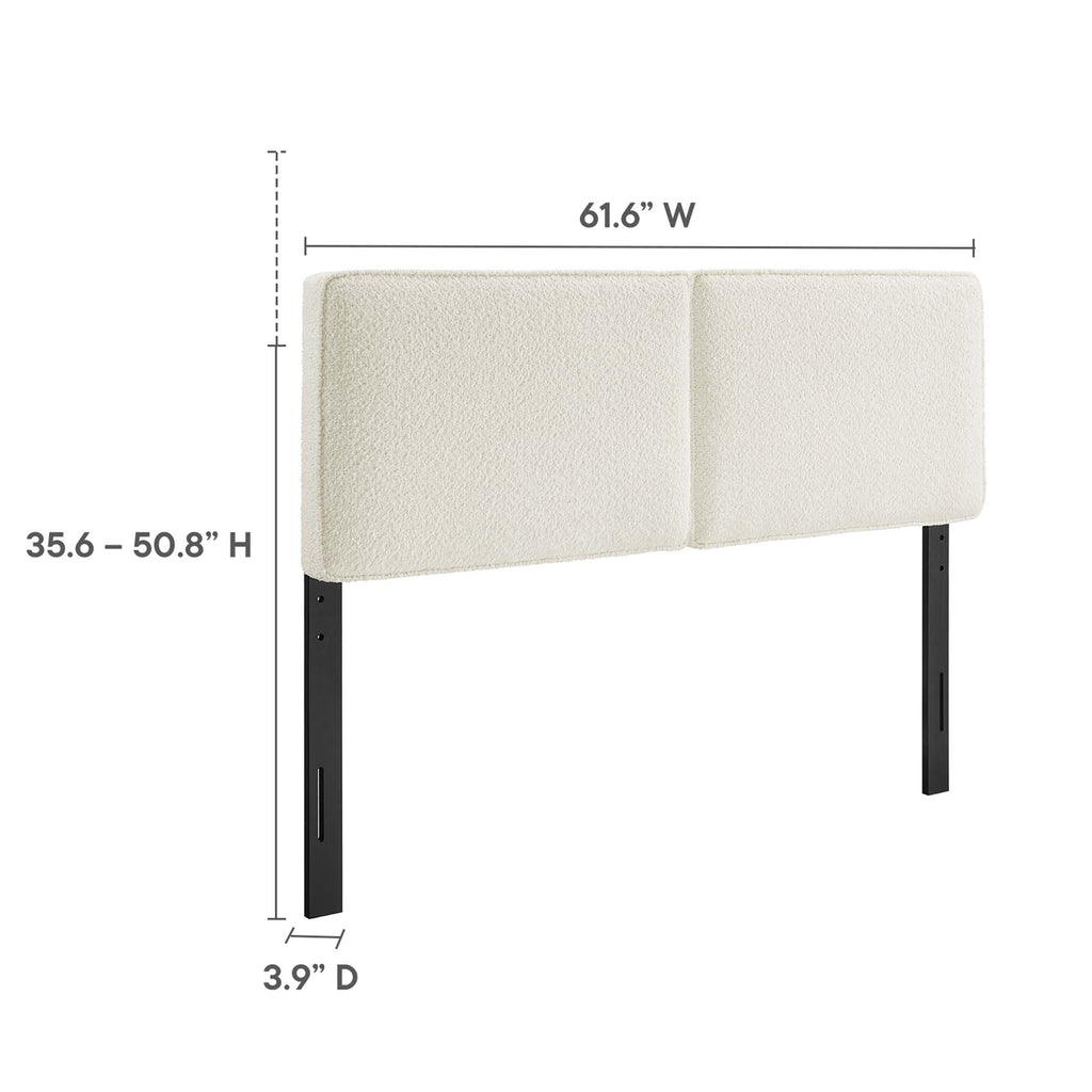 Lindee Boucle Fabric Queen Headboard - Cream