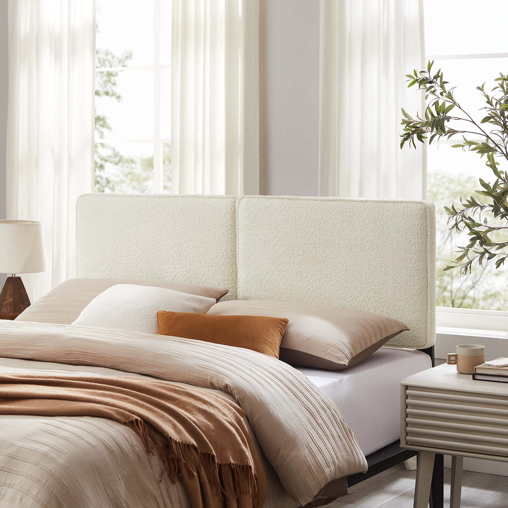 Lindee Boucle Fabric Queen Headboard - Cream