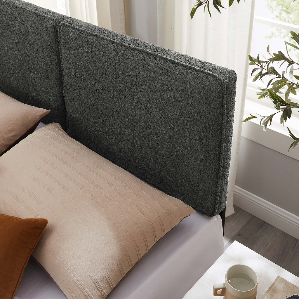 Lindee Boucle Fabric Queen Headboard - Slate