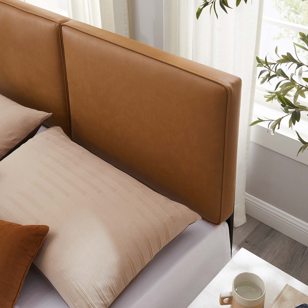 Lindee Vegan Leather King Headboard - Tan