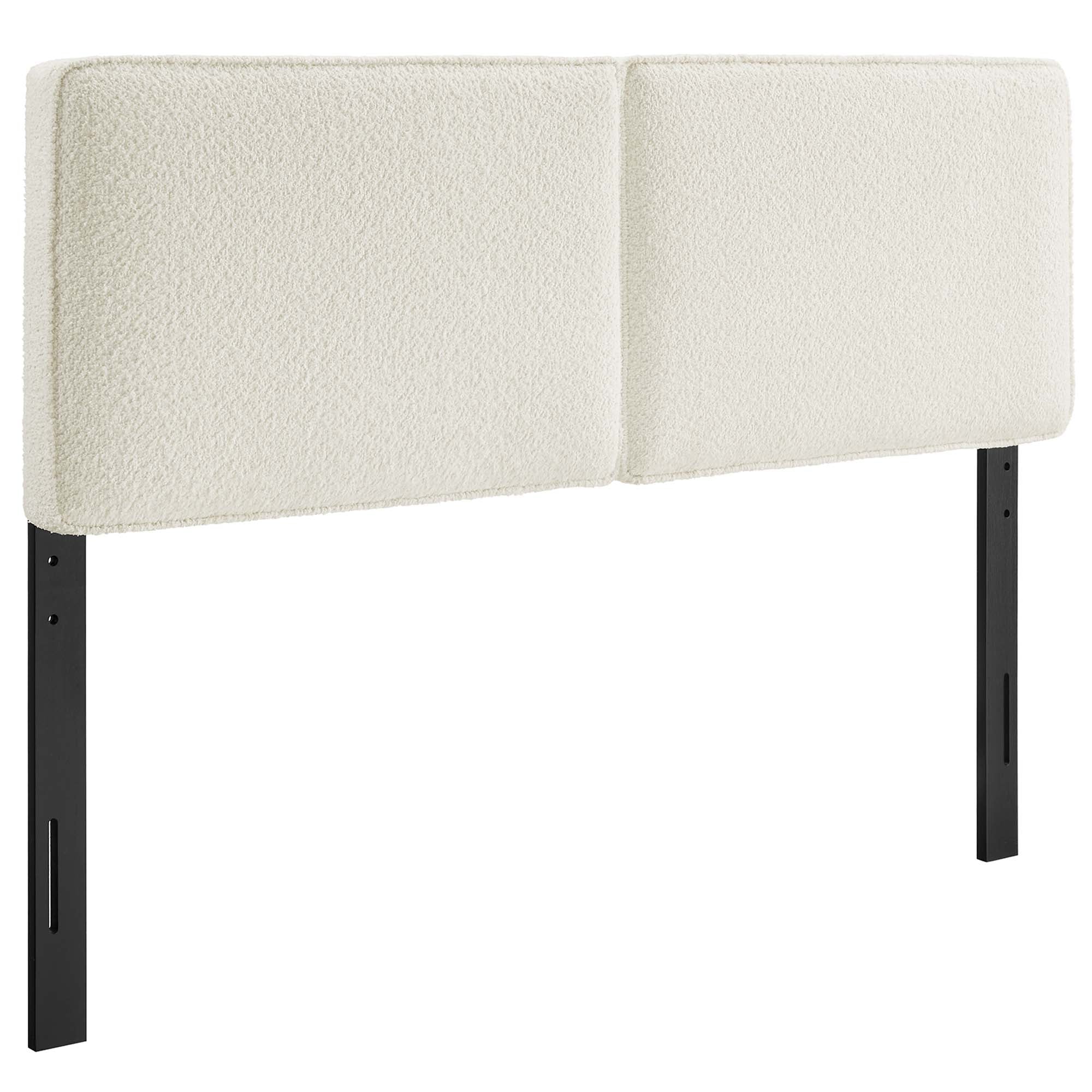 Lindee Boucle Fabric King Headboard - Cream