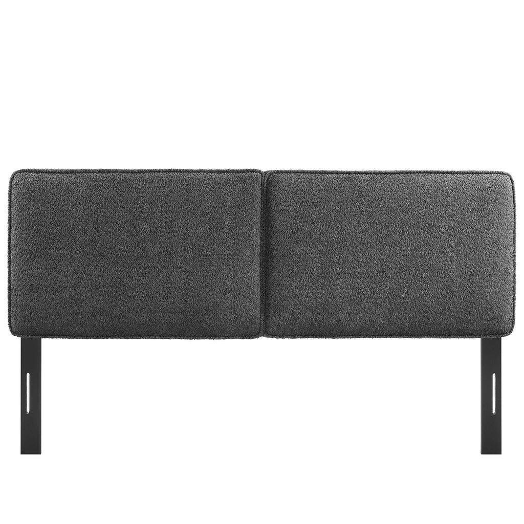 Lindee Boucle Fabric King Headboard - Slate