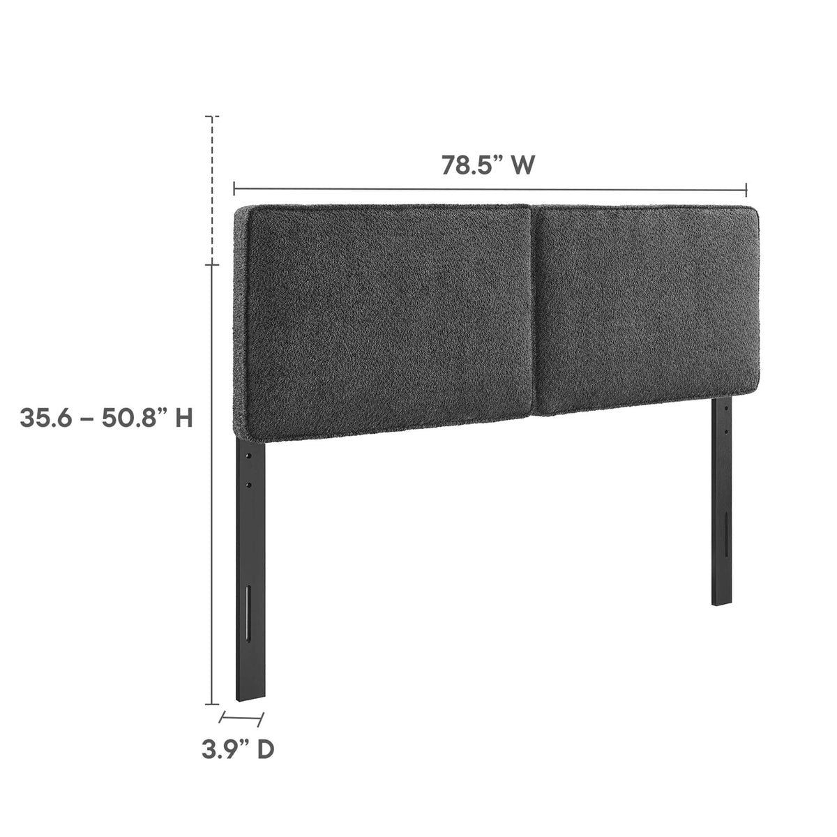 Lindee Boucle Fabric King Headboard - Slate