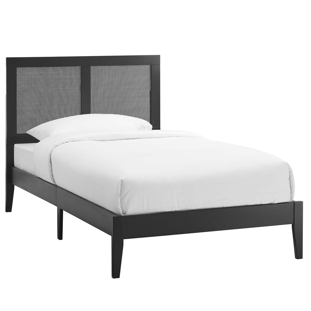 Sirocco Rattan and Wood Twin Platform Bed - Black