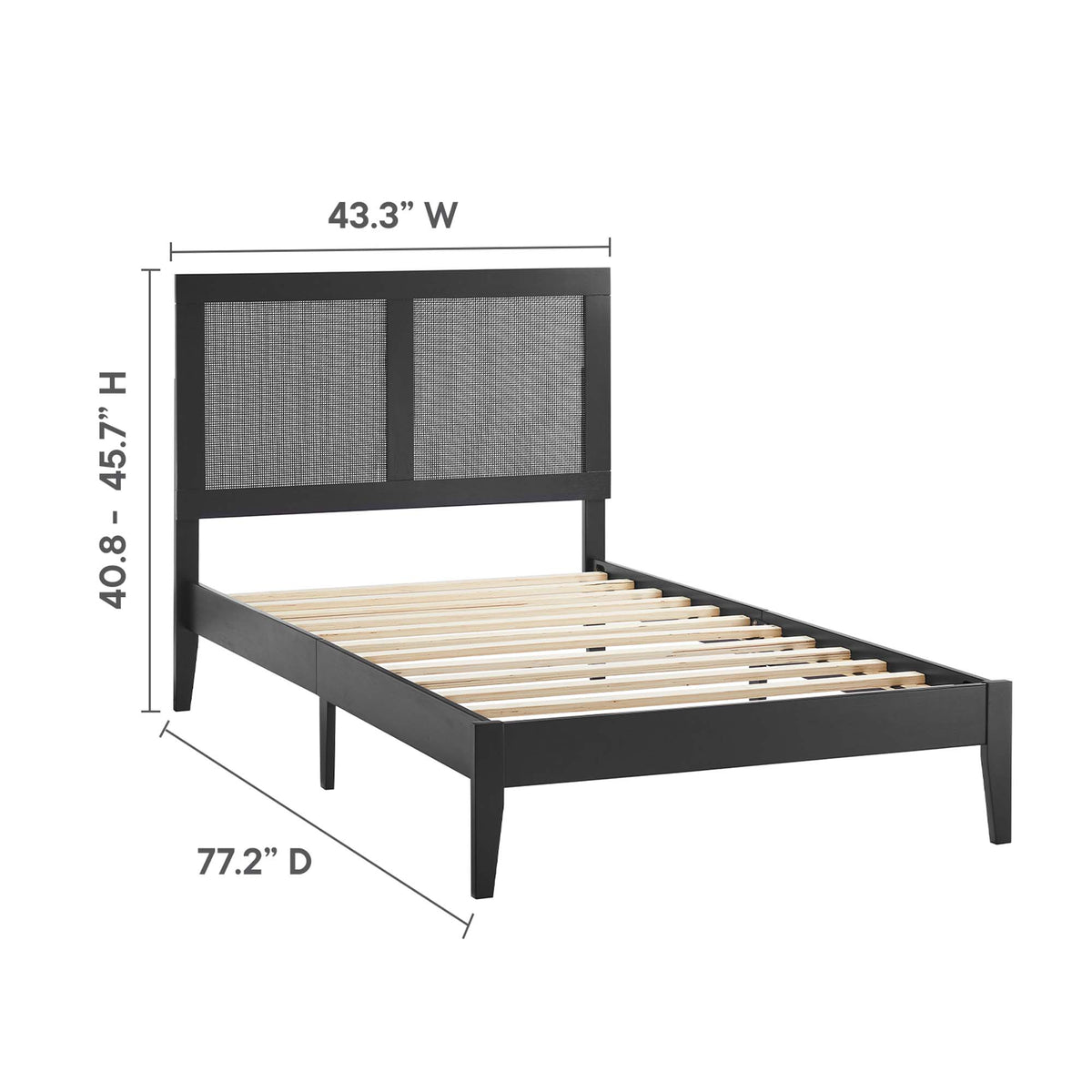 Sirocco Rattan and Wood Twin Platform Bed - Black