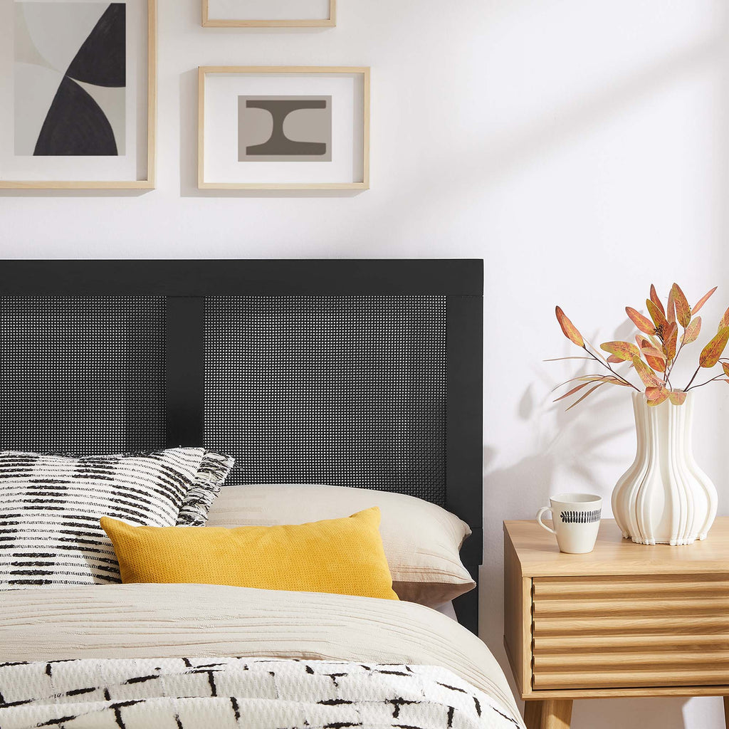 Sirocco Rattan and Wood Twin Platform Bed - Black