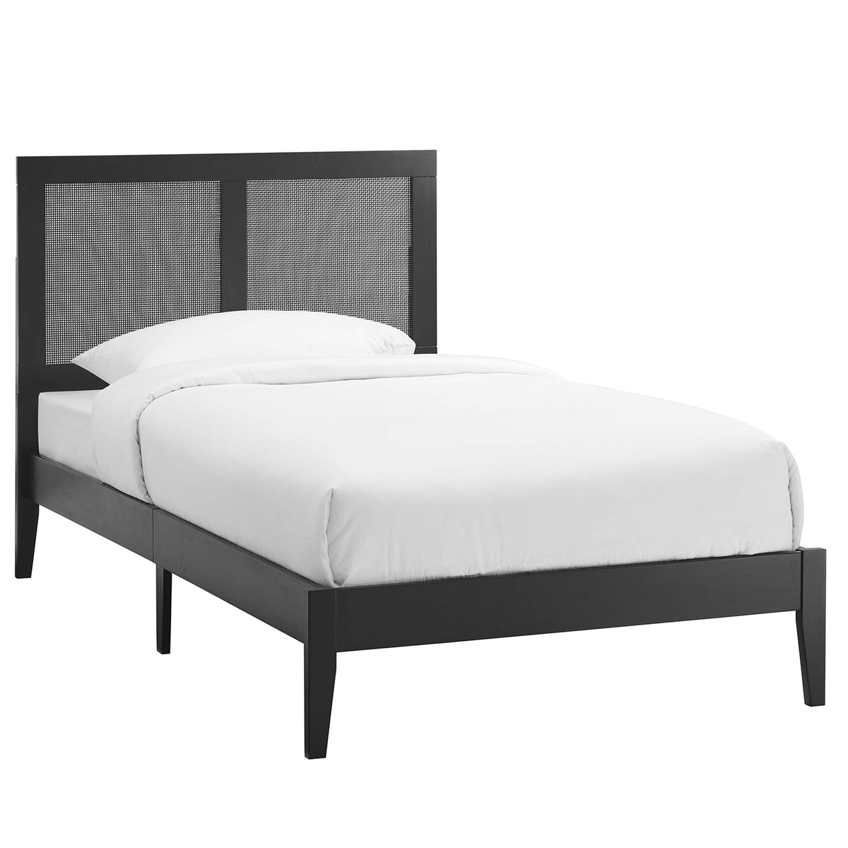 Sirocco Rattan and Wood Platform Bed - Black — Black Twin