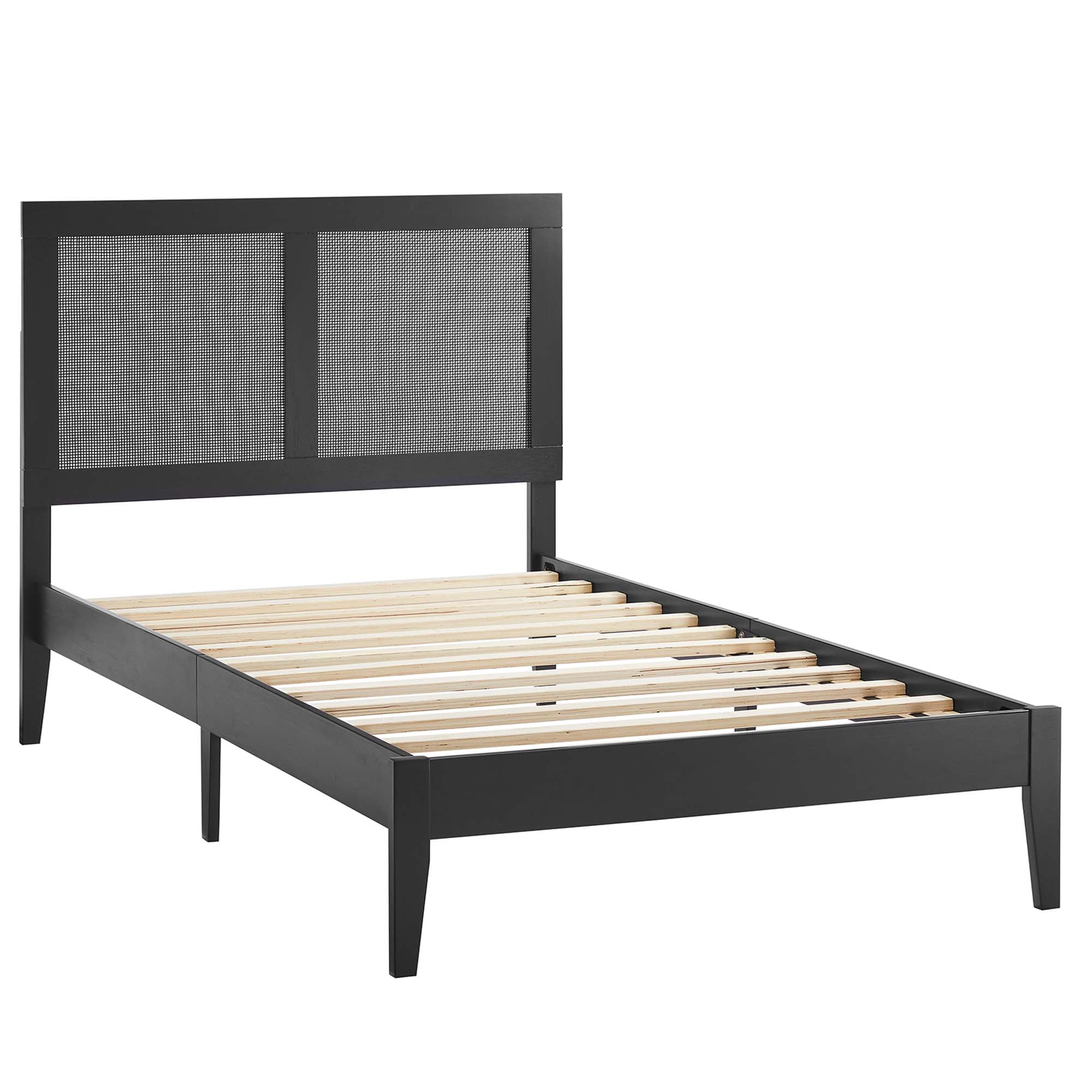 Sirocco Rattan and Wood Twin Platform Bed - Black