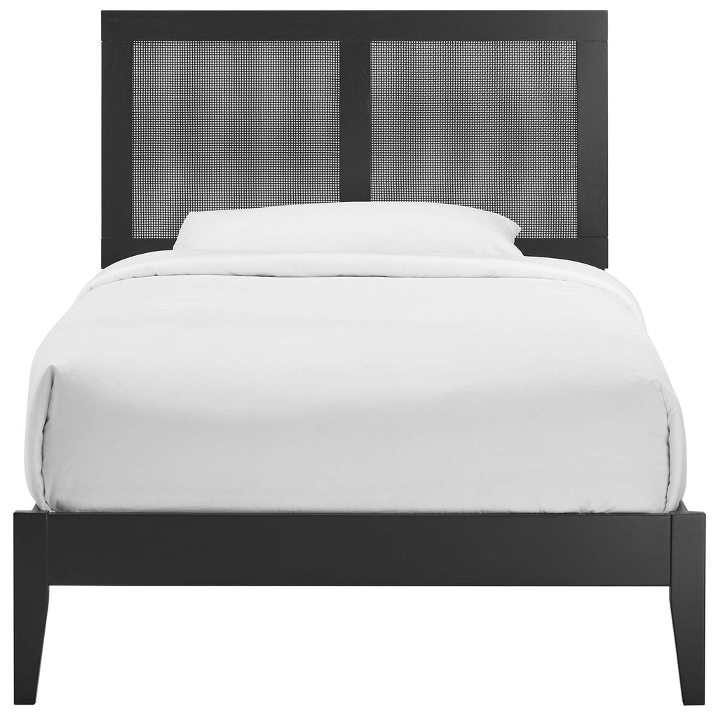 Sirocco Rattan and Wood Twin Platform Bed - Black
