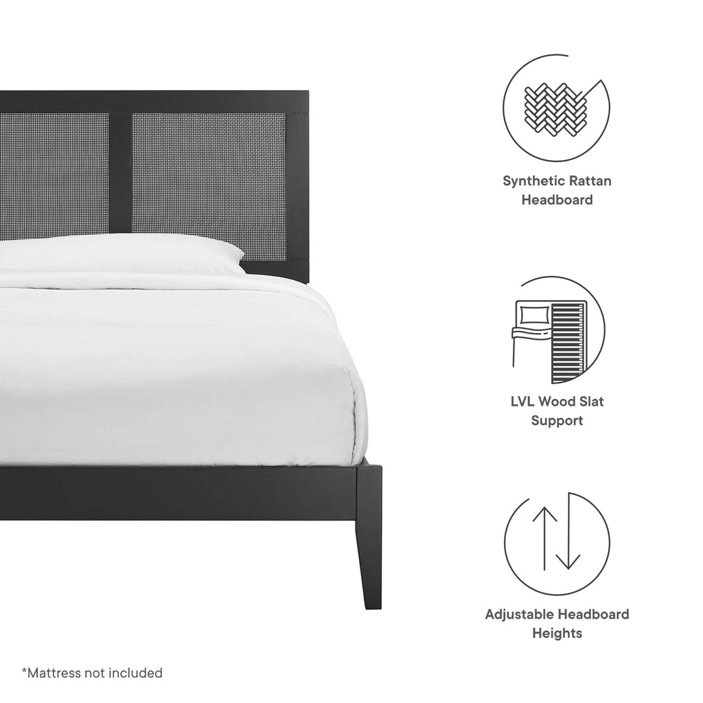 Sirocco Rattan and Wood Twin Platform Bed - Black