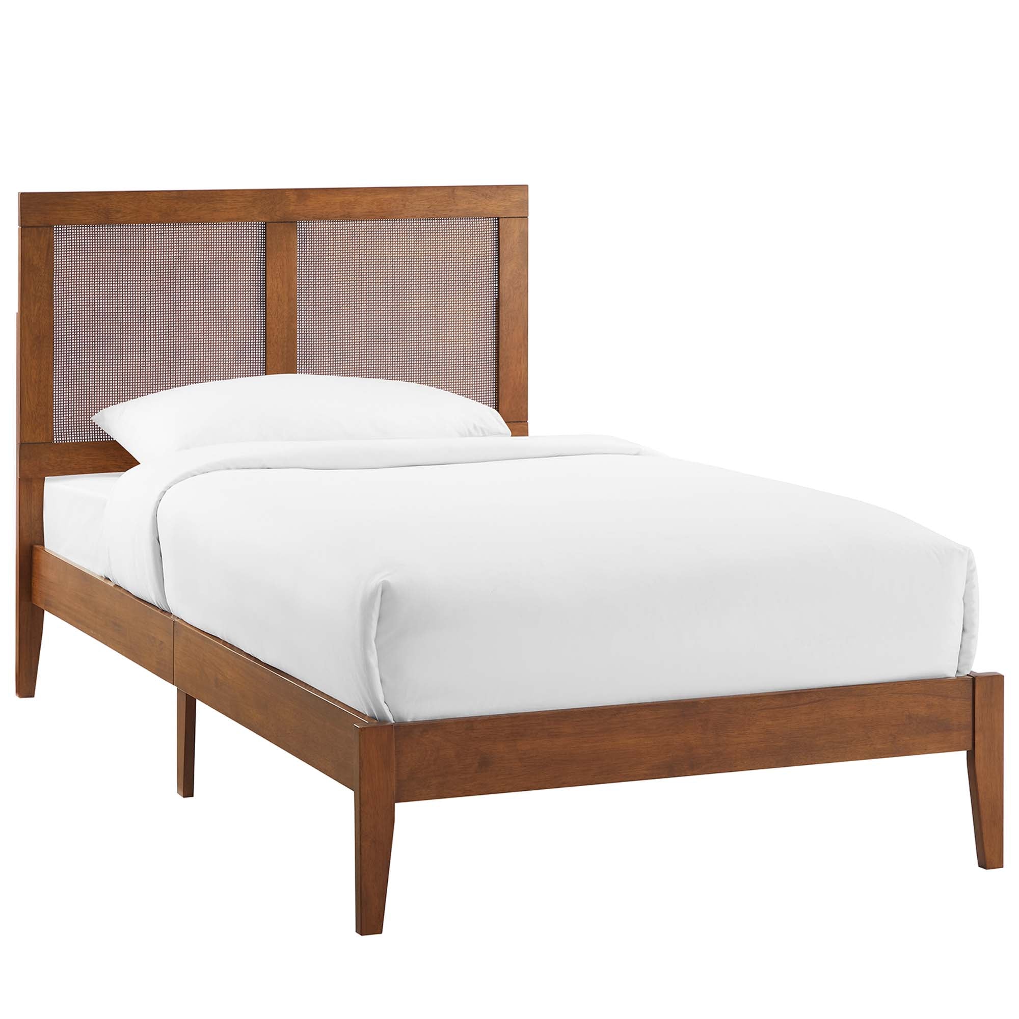 Sirocco Rattan and Wood Twin Platform Bed - Walnut