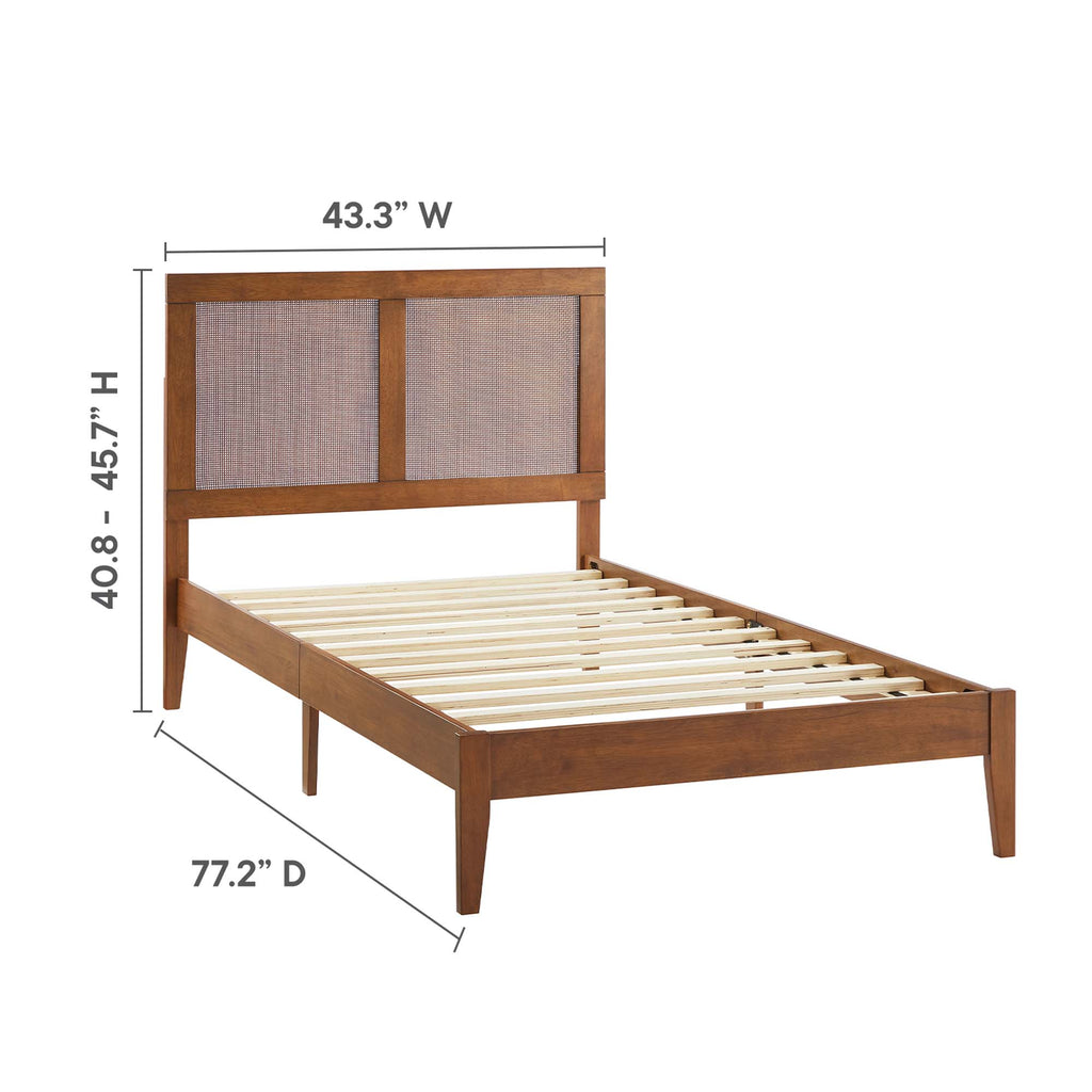 Sirocco Rattan and Wood Twin Platform Bed - Walnut