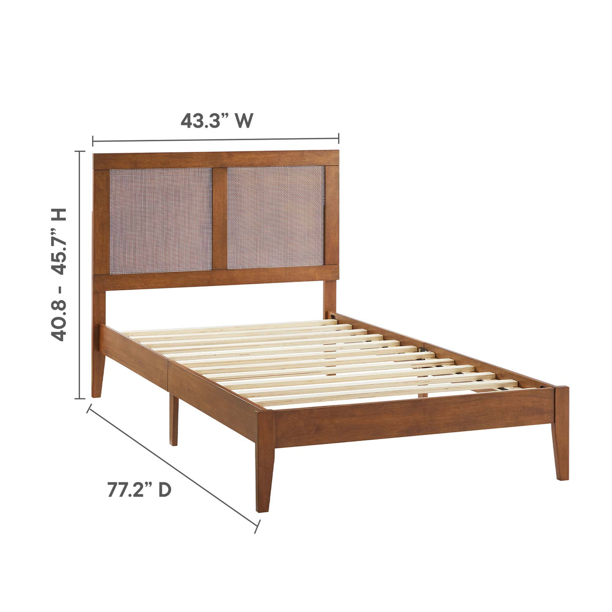Sirocco Rattan and Wood Twin Platform Bed - Walnut