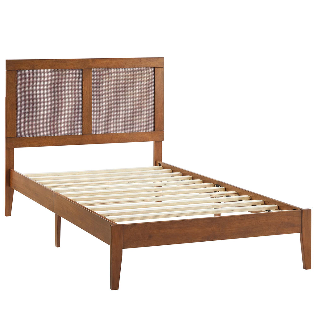 Sirocco Rattan and Wood Twin Platform Bed - Walnut