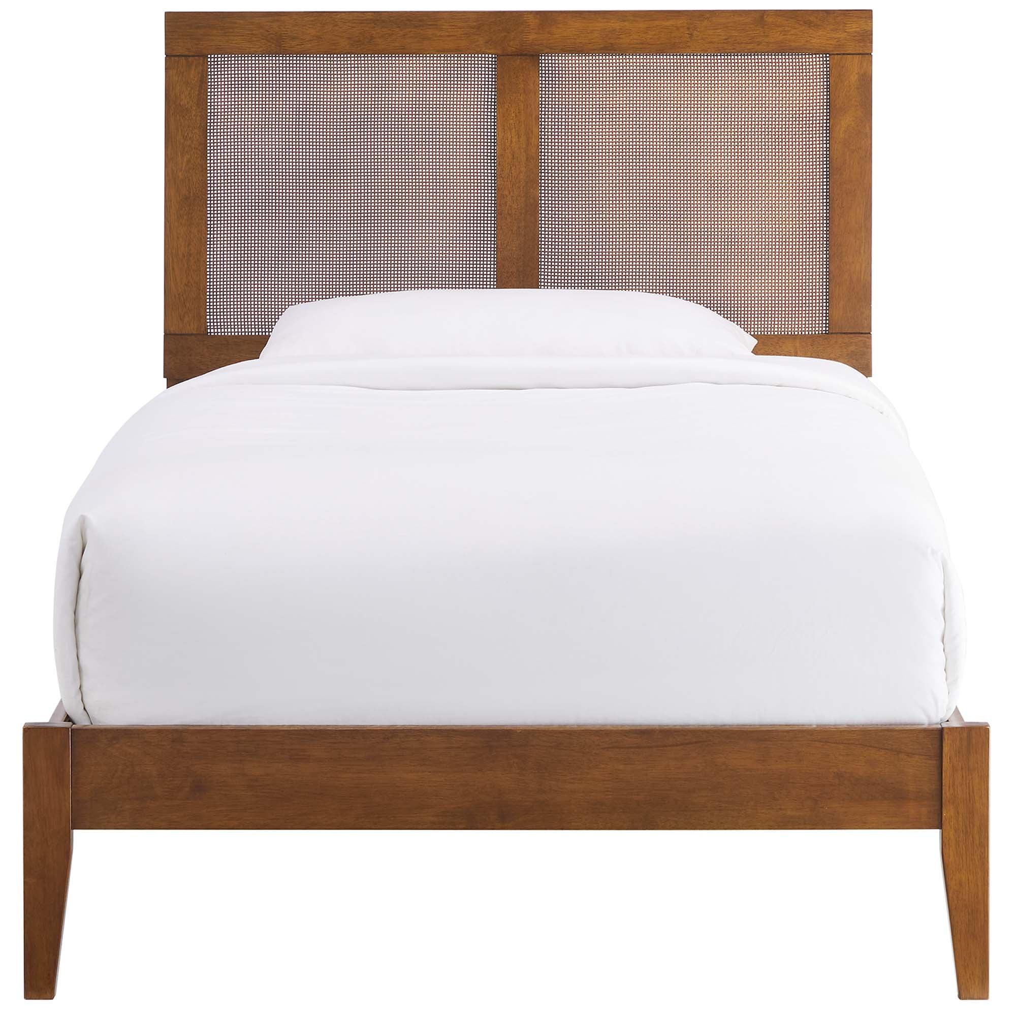 Sirocco Rattan and Wood Twin Platform Bed - Walnut