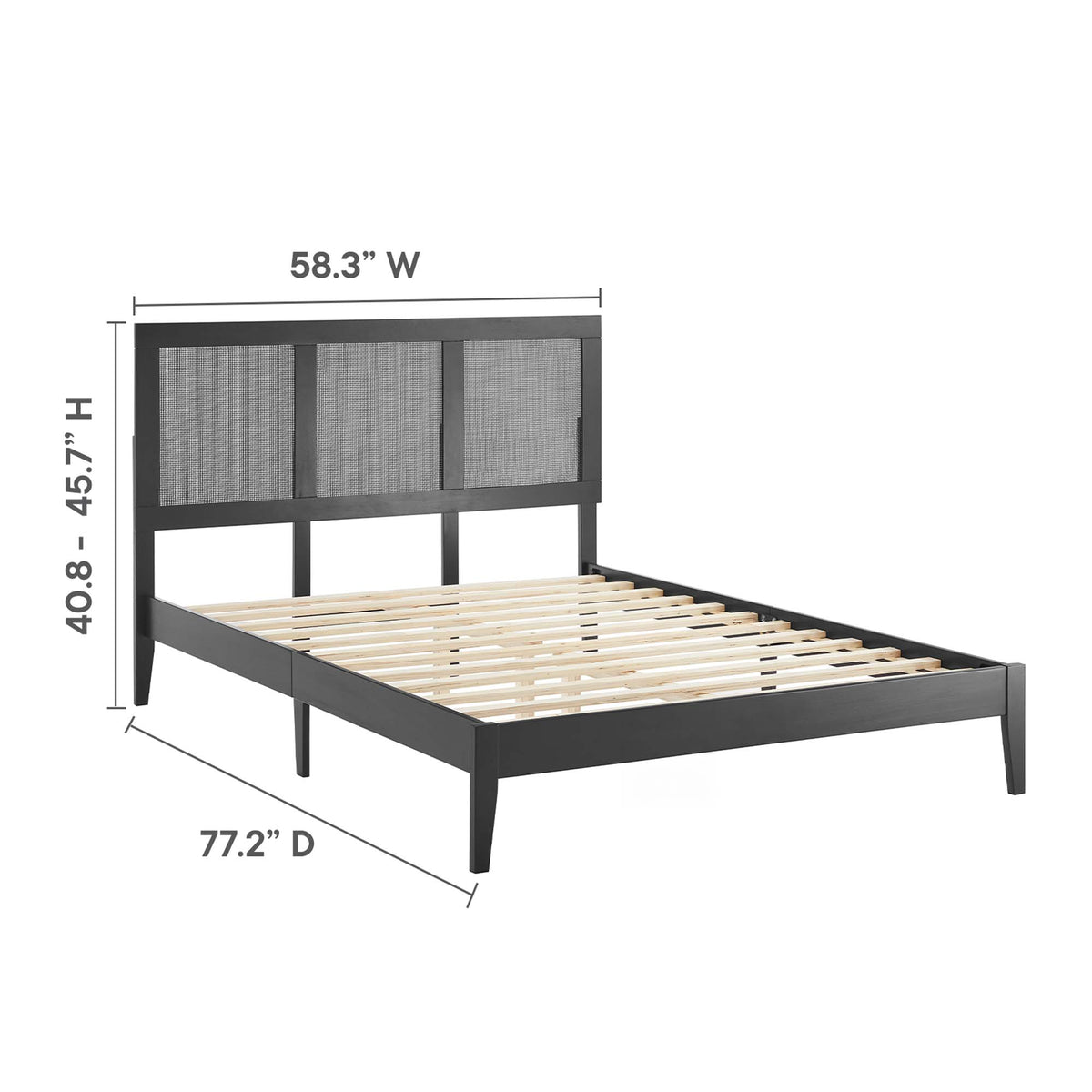Sirocco Rattan and Wood Full Platform Bed - Black