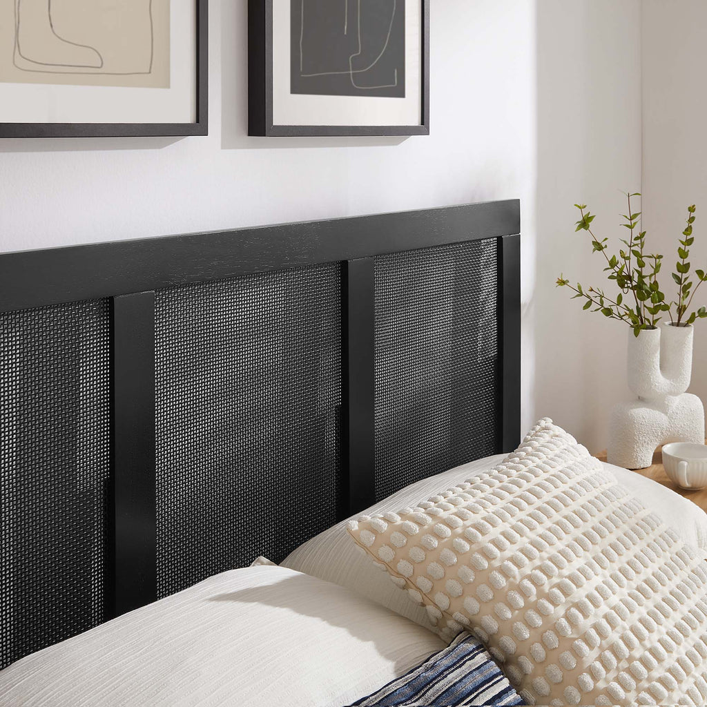 Sirocco Rattan and Wood Full Platform Bed - Black