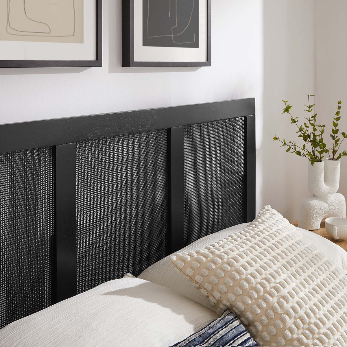Sirocco Rattan and Wood Full Platform Bed - Black