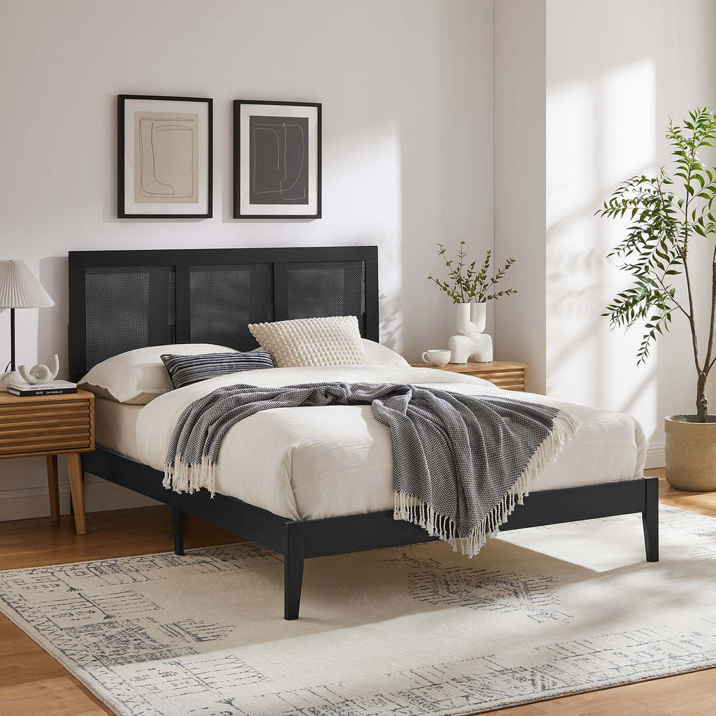 Sirocco Rattan and Wood Full Platform Bed - Black