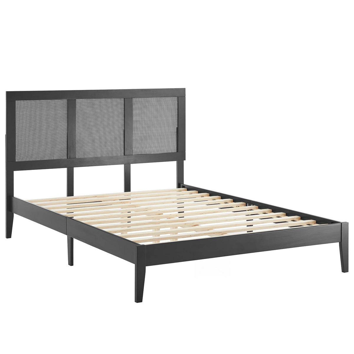 Sirocco Rattan and Wood Full Platform Bed - Black
