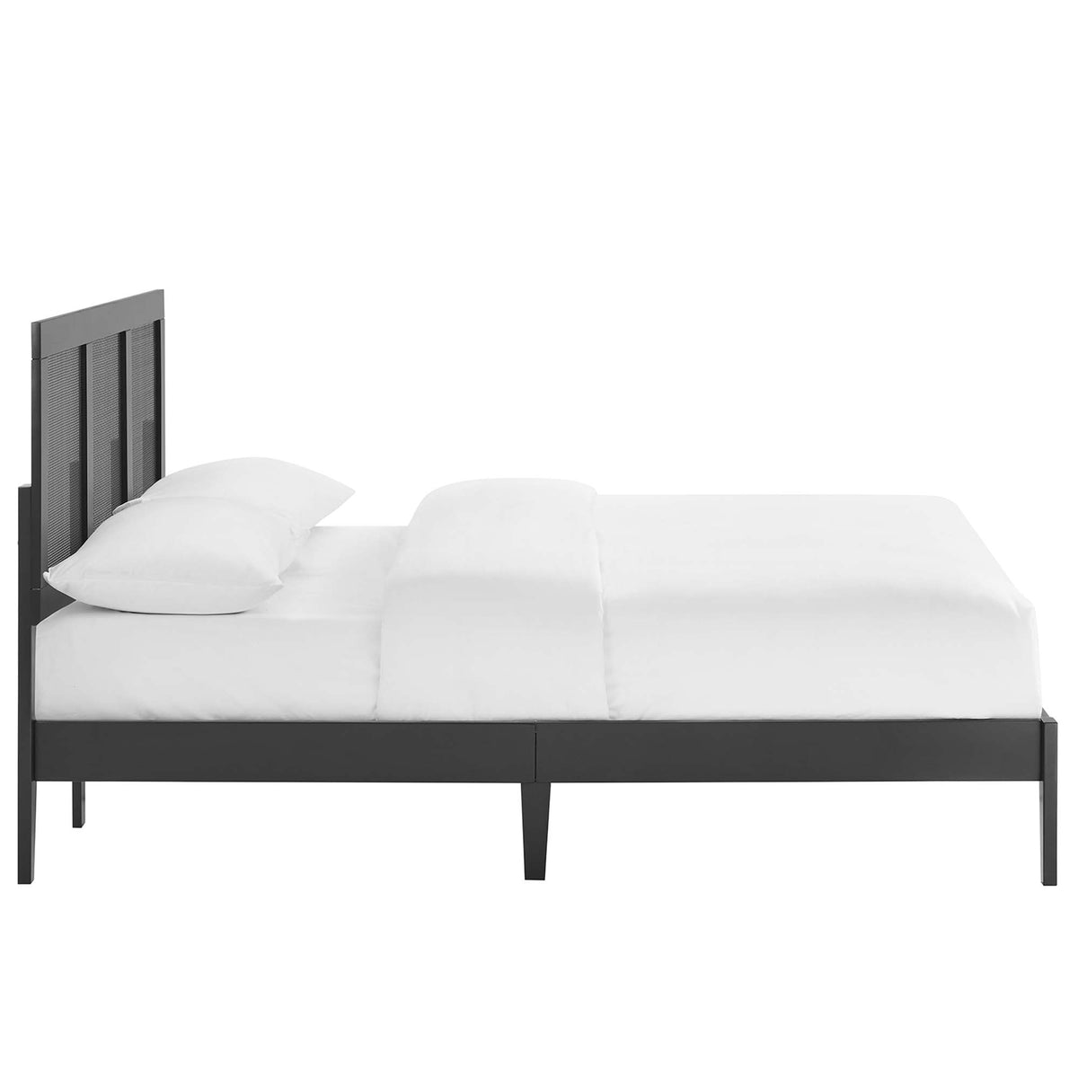 Sirocco Rattan and Wood Full Platform Bed - Black