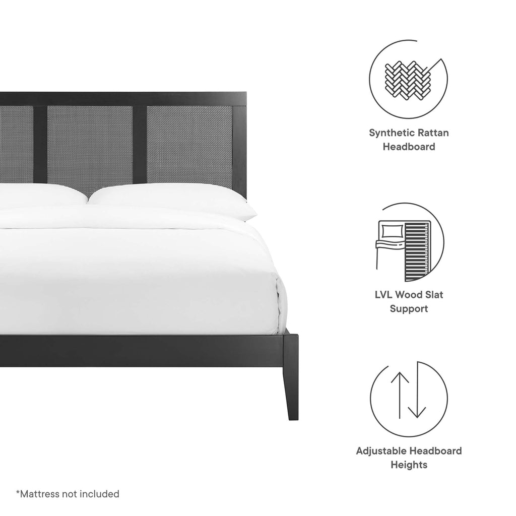 Sirocco Rattan and Wood Full Platform Bed - Black