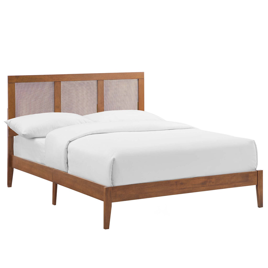 Sirocco Rattan and Wood Full Platform Bed - Walnut