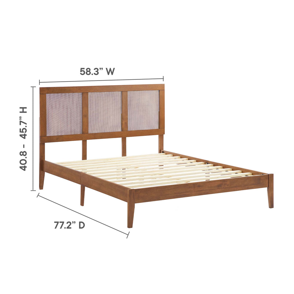 Sirocco Rattan and Wood Full Platform Bed - Walnut