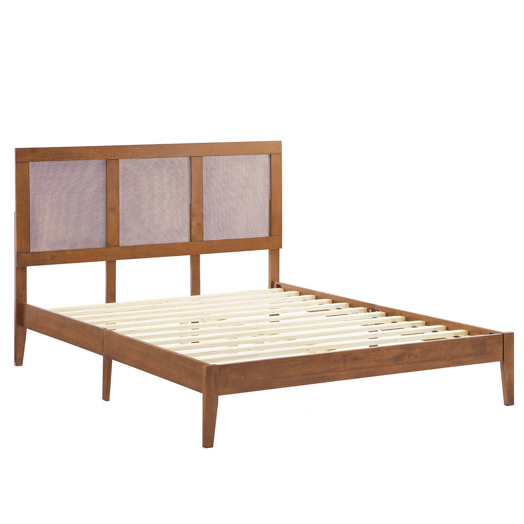Sirocco Rattan and Wood Full Platform Bed - Walnut