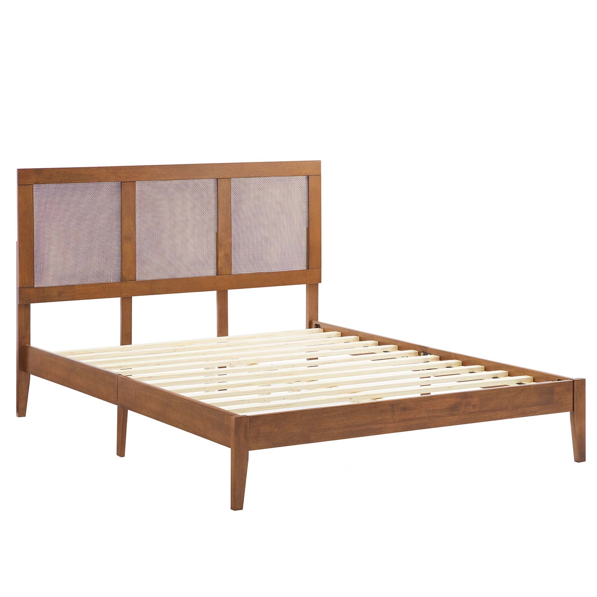 Sirocco Rattan and Wood Full Platform Bed - Walnut