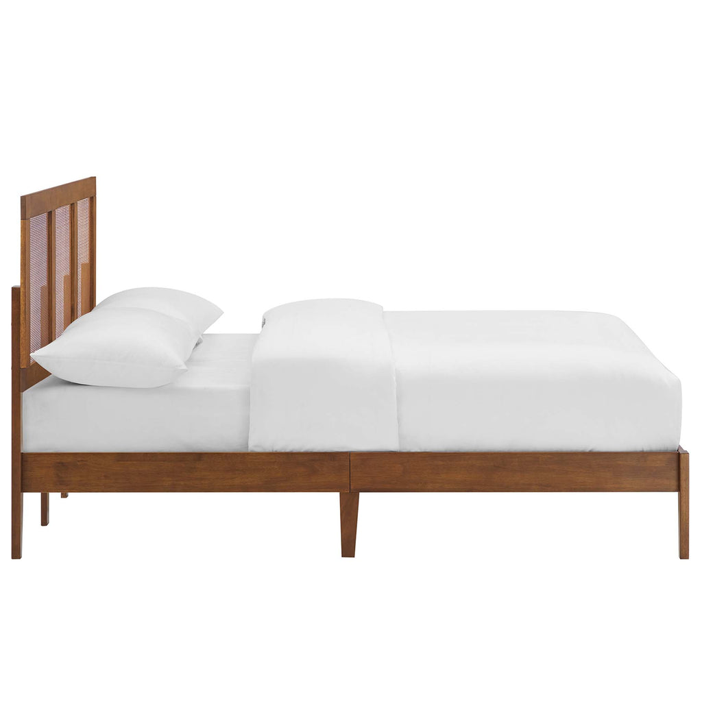 Sirocco Rattan and Wood Full Platform Bed - Walnut
