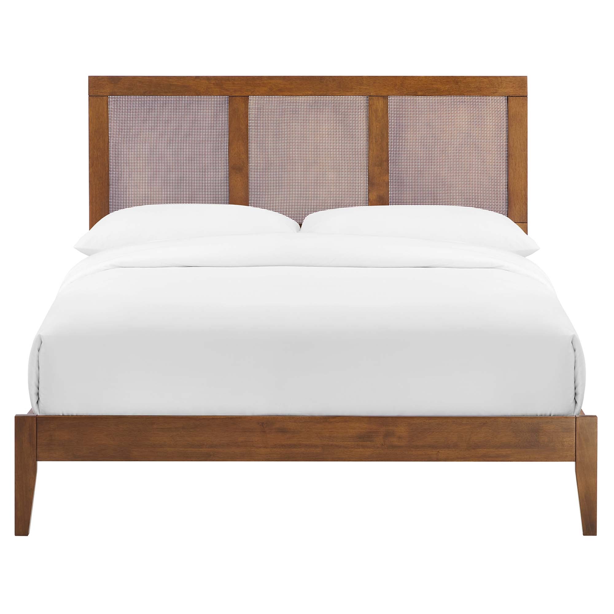 Sirocco Rattan and Wood Full Platform Bed - Walnut