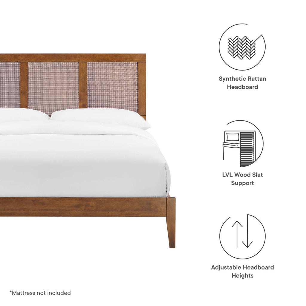 Sirocco Rattan and Wood Full Platform Bed - Walnut