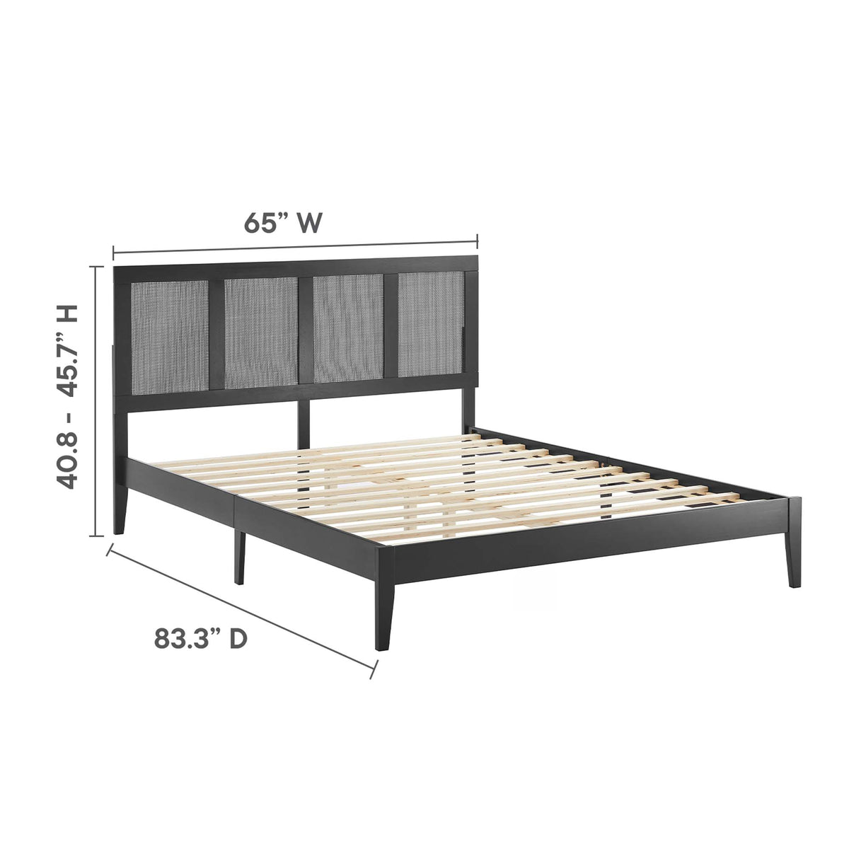 Sirocco Rattan and Wood Queen Platform Bed - Black