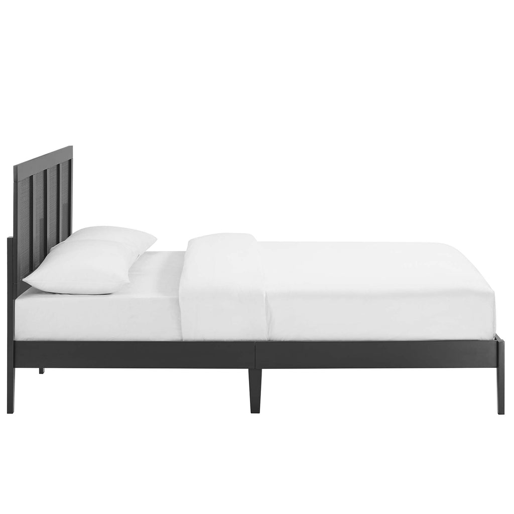 Sirocco Rattan and Wood Queen Platform Bed - Black