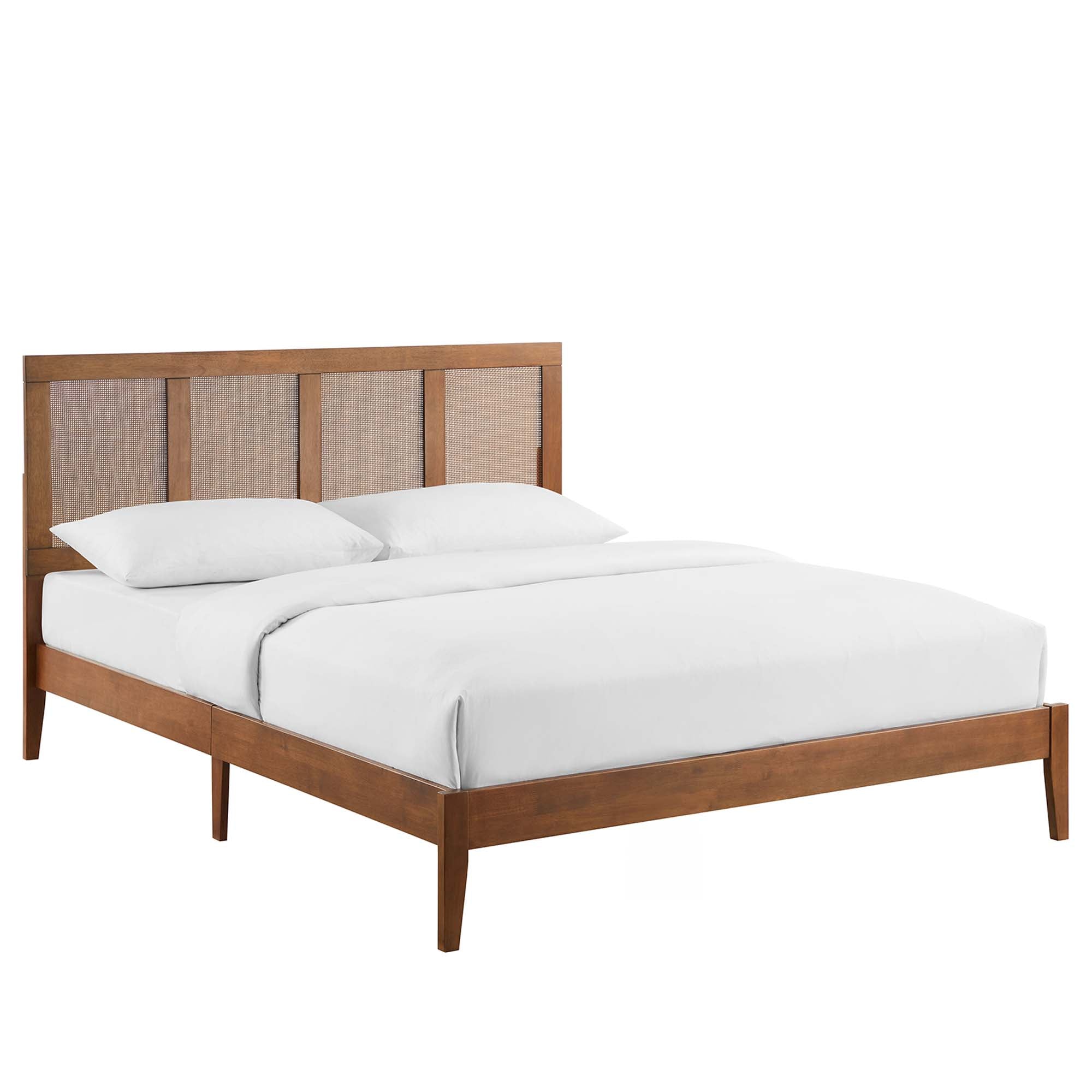 Sirocco Rattan and Wood Queen Platform Bed - Walnut